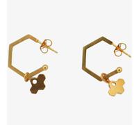 T. H. Baker Rose Gold Plated Cubic Zirconia Hexagonal Tiny Bee Hoop Earrings BEH-RGP-CZ