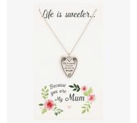 T. H. Baker Sentiments Life Is Sweeter Mum Heart Pendant 11150