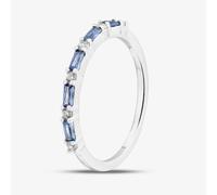 T. H. Baker Silver Blue Baguette Cut & Brilliant Cut Cubic Zirconia Half Eternity Ring S2210 - O