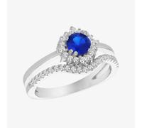 T. H. Baker Silver Blue Cubic Zirconia Double Split Shoulder Ring 8.84.1171 - Q