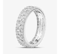 T. H. Baker Silver Brilliant & Baguette Cut Cubic Zirconia Full Eternity Ring R7639-1 - Q