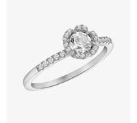 T. H. Baker Silver Cubic Zirconia Flower Shoulder Set Ring 8.84.0801 - Q