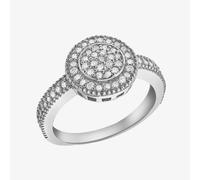 T. H. Baker Silver Cubic Zirconia Shoulder Set Cluster Ring 8.84.8449 - Q