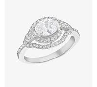 T. H. Baker Silver Cubic Zirconia Shoulder Set Halo Ring 8.84.8759 - Q
