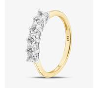 T. H. Baker Silver Gold Plated Princess Cut Cubic Zirconia Five Stone Ring S2067Y - O