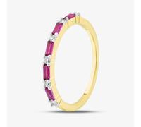 T. H. Baker Silver Gold Plated Red Baguette & Brilliant Cut Cubic Zirconia Half Eternity Ring S2209Y - P