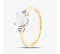 T. H. Baker Silver Gold Plated White Opal Diamond Heart Ring S2277Y - M
