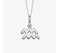 T. H. Baker Sterling Silver Aquarius Zodiac Sign Pendant Necklace P4998