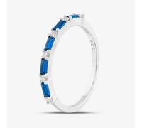 T. H. Baker Sterling Silver Blue Baguette & Brilliant Cut Cubic Zirconia Half Eternity Ring S22057 - N