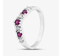 T. H. Baker Sterling Silver Brilliant Cut Red Cubic Zirconia Wishbone Ring S2222 - M