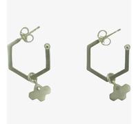 T. H. Baker Sterling Silver Cubic Zirconia Hexagonal Tiny Bee Hoop Earrings BEH-SL-CZ