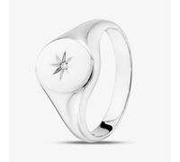 T. H. Baker Sterling Silver Cubic Zirconia Oval Signet Ring S2050 - R