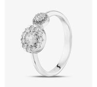 T. H. Baker Sterling Silver Cubic Zirconia Round Cluster Ring ML06384A - T