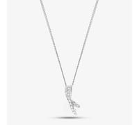 T. H. Baker Sterling Silver Cubic Zirconia Two Row Crossover Necklace DJP915 8.13.0034