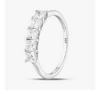 T. H. Baker Sterling Silver Princess Cut Cubic Zirconia Five Stone Ring S2067 - O