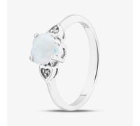 T. H. Baker Sterling Silver White Opal Diamond Heart Ring S2277 - Q