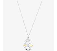 T. H. Baker Sterling Silver & Yellow Gold Plated Cubic Zirconia Bee Hive Pendant Necklace BTH6-SL-CZ YGP
