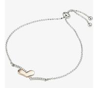 T. H. Baker Two Colour Cubic Zirconia Heart Wishbone Toggle Bracelet 2THB019004