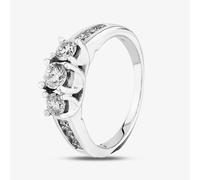 T.H.Baker Women's 18ct White Gold 1.00ct Diamond Shouldered Trilogy Ring in Silver | Size: Q T.H.Baker Silver Q