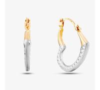 T.H.Baker Women's 9ct Two Colour Gold Heart Hoop Earrings UER122YW T.H.Baker Gold One Size