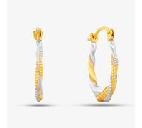 T.H.Baker Women's 9ct Two Tone Patterned Twist Creole Earrings UER128YW in Gold T.H.Baker Gold One Size