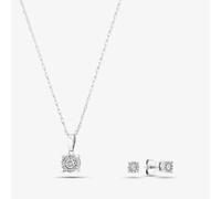 T.H.Baker Women's 9ct White Gold 0.10ct Diamond Cluster Jewellery Set TH0121745 in Silver T.H.Baker Silver One Size
