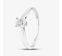 T.H.Baker Women's 9ct White Gold 0.25ct Diamond Bridge Accent Solitaire Ring in Silver | Size: Q T.H.Baker Silver Q