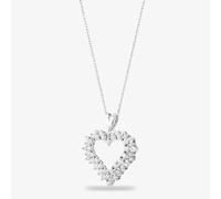 T.H.Baker Women's 9ct White Gold 1.00ct Diamond Open Heart Pendant TH0121787 in Silver | Size: 18 inches T.H.Baker Silver 18 inches