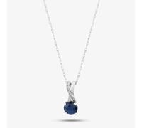 T.H.Baker Women's 9ct White Gold Sapphire & Diamond Crossover Pendant Necklace OJP1703-BS in Silver | Size: 44 cm T.H.Baker Silver 44 cm