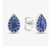 T.H.Baker Women's 9ct White Gold Sapphire Teardrop Stud Earrings GE2378L in Blue T.H.Baker Blue One Size