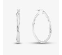 T.H.Baker Women's 9ct White Gold Twist Hoop Earrings D01-5003-W in Silver T.H.Baker Silver One Size
