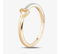 T.H.Baker Women's 9ct Yellow Gold 0.05ct Diamond Open Heart Ring | Size: Q T.H.Baker Gold Q