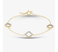 T.H.Baker Women's 9ct Yellow Gold 0.20ct Brilliant Cut Diamond Triple Clover Chain Bracelet THB39617-20NJ (YG) in Silver | Size: Adjustable T.H.Baker Silver Adjustable