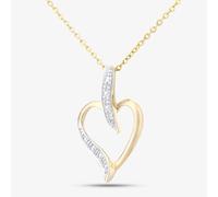 T.H.Baker Women's 9ct Yellow Gold Diamond Heart Pendant Necklace PP03816Y | Size: Standard T.H.Baker Gold Standard