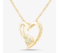 T.H.Baker Women's 9ct Yellow Gold Double Heart Diamond Pendant Necklace PP03110Y T.H.Baker Gold One Size