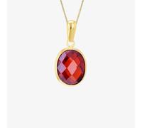T.H.Baker Women's 9ct Yellow Gold Red Oval Crystal Necklace 1.68.7124 | Size: 18 inches T.H.Baker Red 18 inches