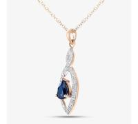 T.H.Baker Women's 9ct Yellow Gold Sapphire & Diamond Set Pendant Necklace PP03616Y SA T.H.Baker Gold One Size