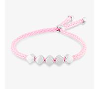 T.H.Baker Women's Rosa Lea Pink Cord Cube Toggle Bracelet AM-2THB034004 in Silver | Size: Adjustable T.H.Baker Silver Adjustable