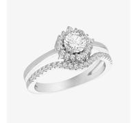 T.H.Baker Women's Silver Cubic Zirconia Double Split Shoulder Ring 8.84.1191 Q T.H.Baker Silver Q