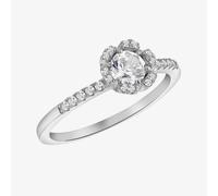 T.H.Baker Women's Silver Cubic Zirconia Flower Shoulder Set Ring 8.84.0801 Q T.H.Baker Silver Q