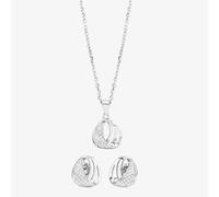 Silver Pave Twisted Teardrop Pendant and Earring Set E610287+P610497
