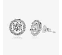 Silver Round Cubic Zirconia Cluster Earrings E4909C