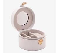 T.H.Baker Women's Sophia White Round Leather Jewellery Box S3341W T.H.Baker White