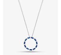 T.H.Baker Women's Sterling Silver Blue Cubic Zirconia Circle Pendant Necklace S6673 | Size: Standard T.H.Baker Blue Standard