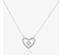 T.H.Baker Women's Sterling Silver Cubic Zirconia Double Pave Hearts Pendant N611096 T.H.Baker Silver One Size