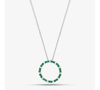 T.H.Baker Women's Sterling Silver Green Cubic Zirconia Circle Pendant Necklace S6675 | Size: Standard T.H.Baker Green Standard