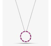 T.H.Baker Women's Sterling Silver Red Cubic Zirconia Circle Pendant Necklace S6674 | Size: Standard T.H.Baker Red Standard