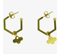 T. H. Baker Yellow Gold Plated Cubic Zirconia Hexagonal Tiny Bee Hoop Earrings BEH-YGP-CZ