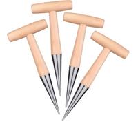 T-Handle Bulb And Seed Planter Tool, Garden Tool With Wooden Handle, Zinc-Coated Steel, Long-Lasting For Digging, Transplanting, And Weeding