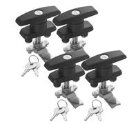T-Handle Lock, 4Pcs RV Door Lock Set Rear Fixing T Handle Lock Shed Door Lock Camper Toolbox Cam Hand Turn Latch Truck Topper Locking Handles with Keys for Caravans Boat Motorhome Garage Door